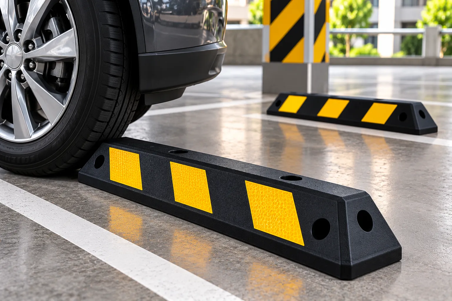 Rubber Wheel Stoppers for Vehicle Parking Safety and Organization