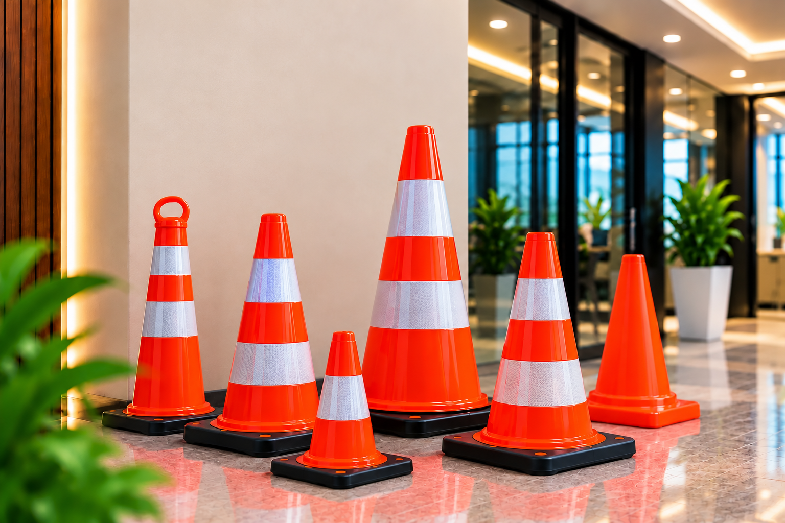 High Visibility Traffic Safety Cones for Road and Construction Site Safety